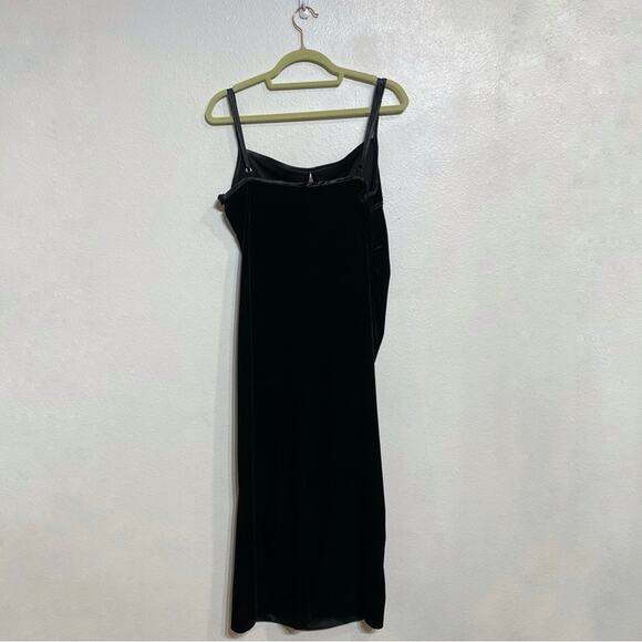 Zara Black Velvet Spaghetti Strap Side Ruched Midi Dress Sz XL NWT - Picture 10 of 13